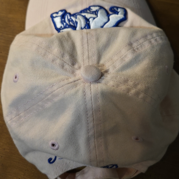 Notre Dame Light Pink And Embroidered Blue Bulldog Adjustable Baseball Cap Hat - Picture 9 of 11